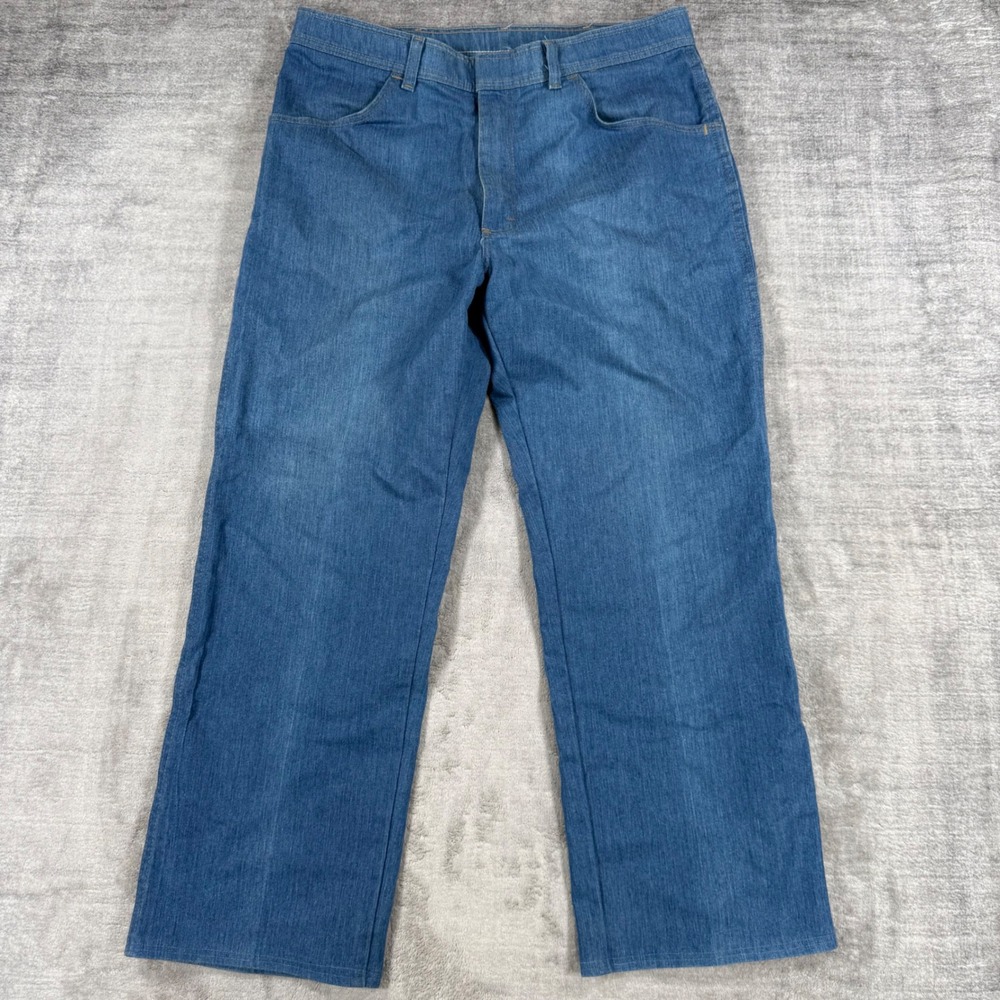 Wrangler Pants Mens 36x29 Blue Denim Straight Leg Blend Casual Workwear Woody